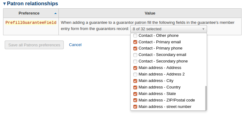 Patrons enhancement – choose guarantee fields to be pre-populated by guarantor information