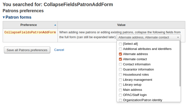 Patrons enhancement – collapse sections of the form for adding or editing borrowers by defaults