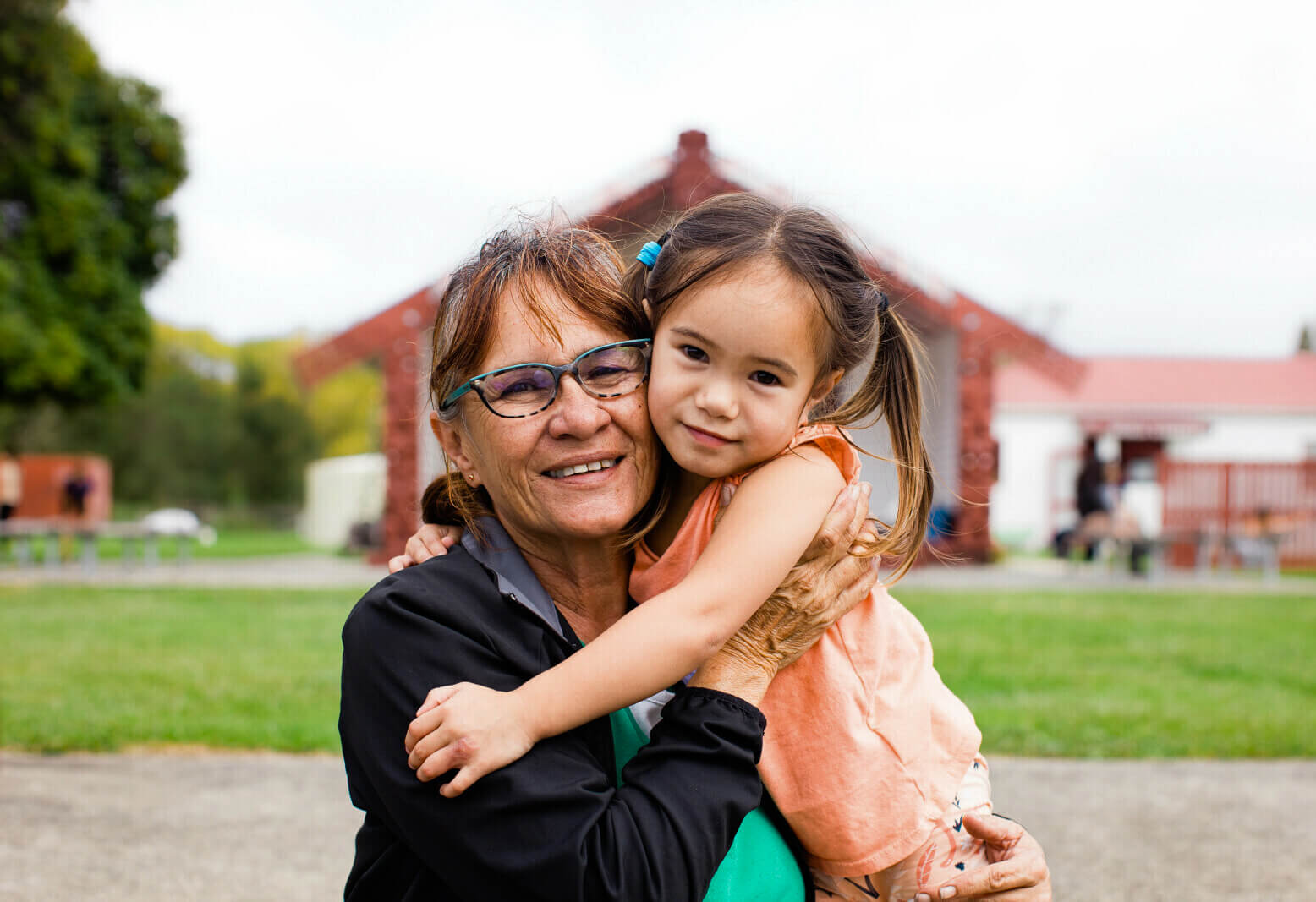 Whānau on the marae