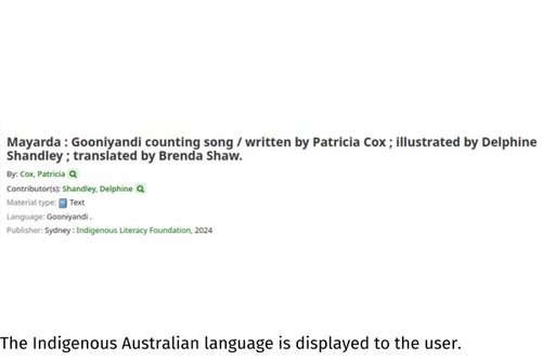 The Indigenous Australian language is displayed to the user