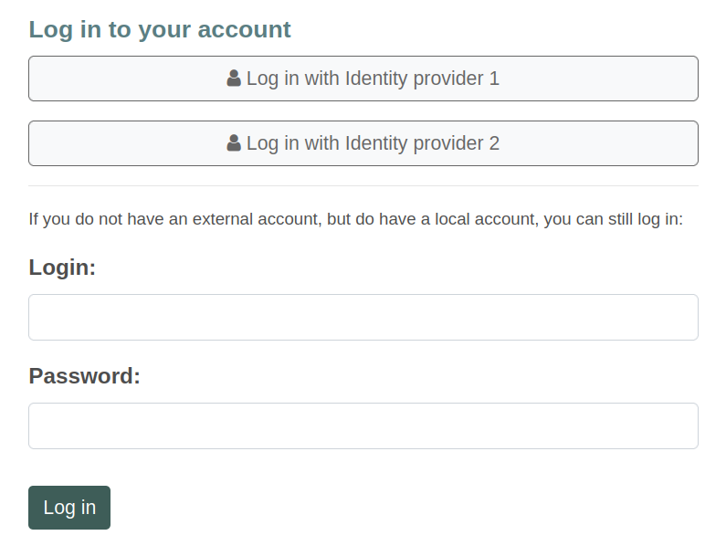 Multiple identity providers shown on the OPAC to select the best option for login