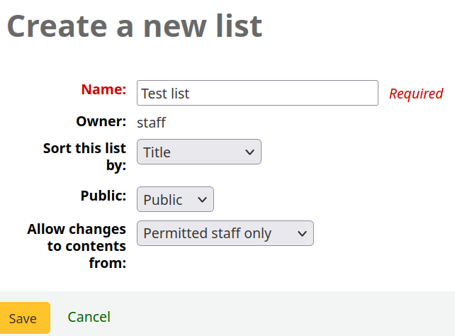 Lists can now allow changes from permitted staff.